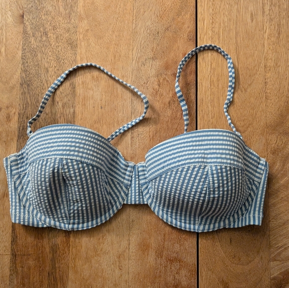 J Crew Striped Seersucker Bikini Top 34D - Picture 2 of 8